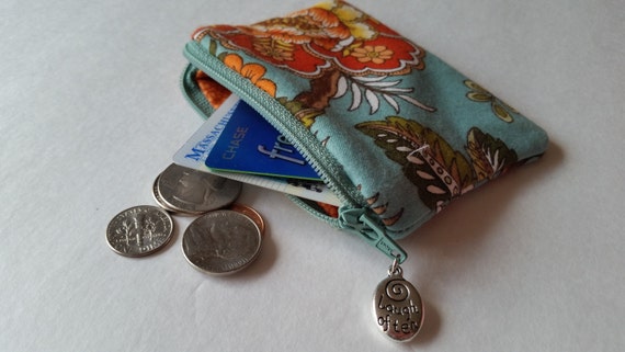 zippered coin purse small zippered pouch flower by FabuMimi