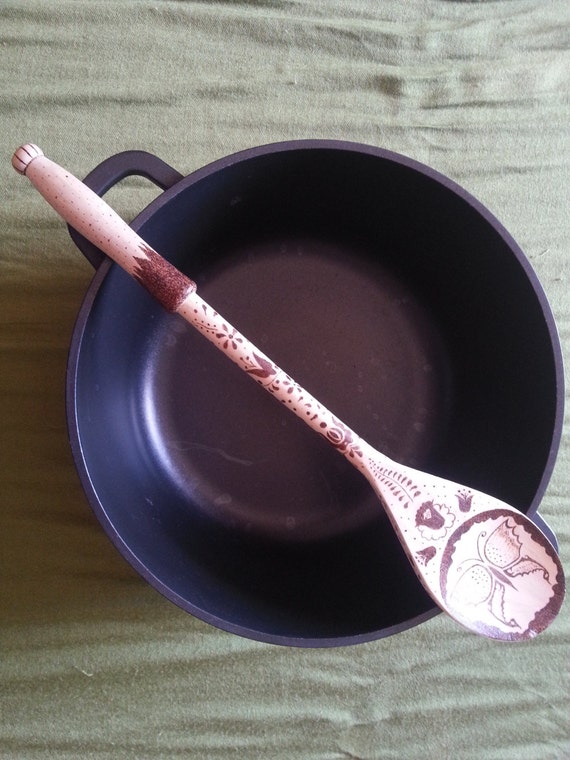 Hungarian Flowers and Butterfly Wooden Spoon by ERaDeLCreations
