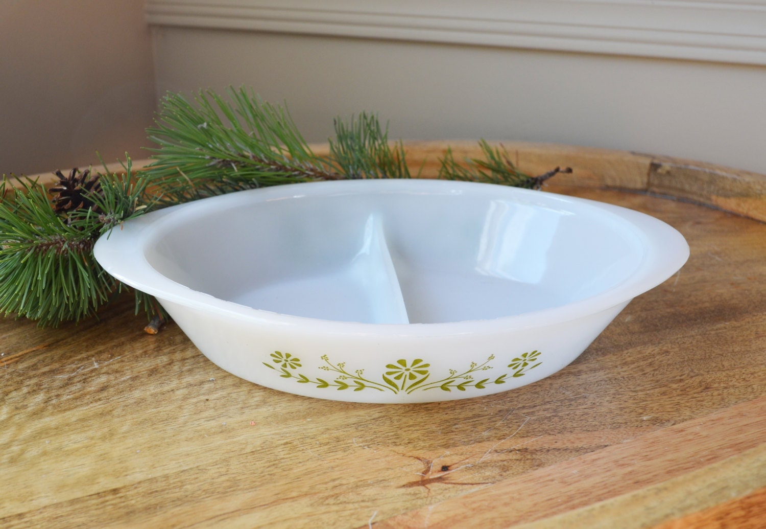 Vintage Glasbake Cookware 10 Oval Divided Dish