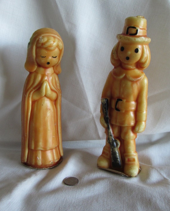 Gurley PILGRIM Candles, 1 Pair Vintage Gurley Male and Female Tavern Candles,  Collectible Candles, Thanksgiving Decor, laslovelies