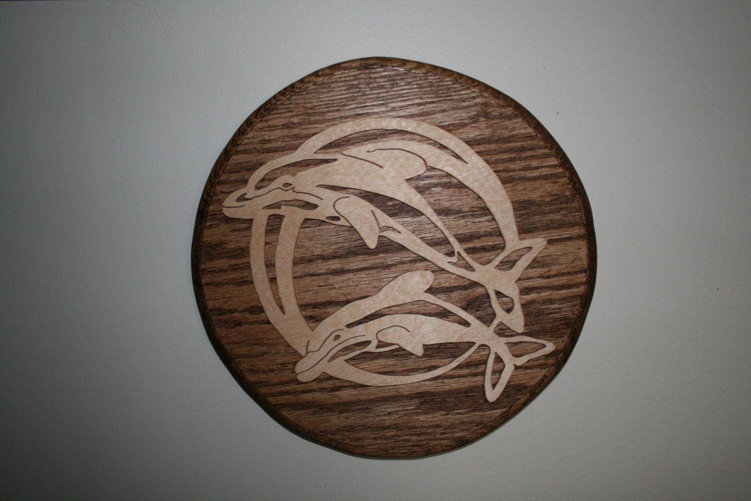 dolphin scroll saw. wood working. danish oil. by GiftsByFortier