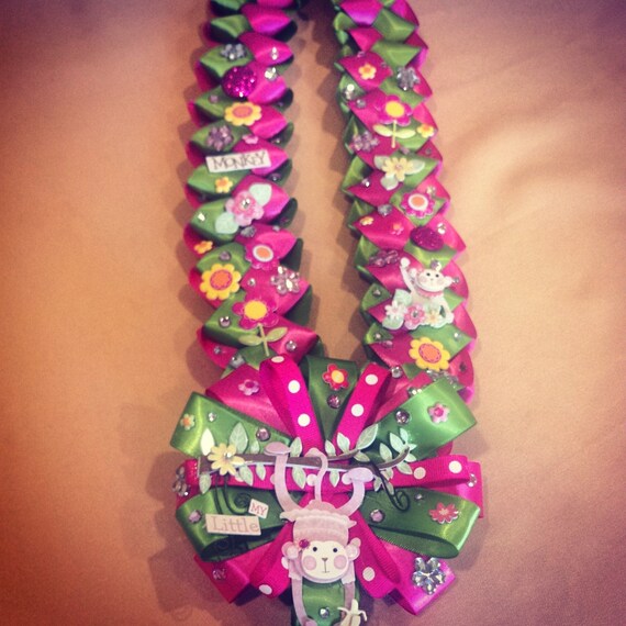 Hand braided satin ribbon baby shower lei for by Foreveroccasions