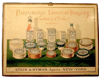 Antique French Sign: "Parfumerie Ladvcot-Darquet" LIthograph