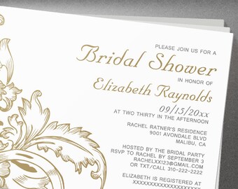 Brown Flourish Bridal Shower invites