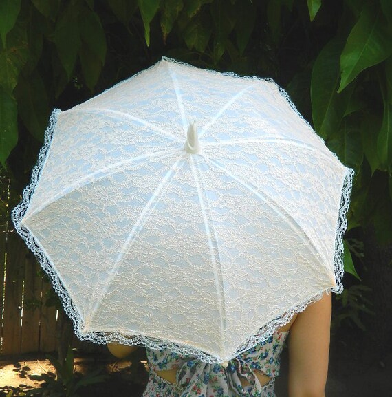 Vintage Style Peach Lace Small Wedding Parasol Umbrellas Country Chic 