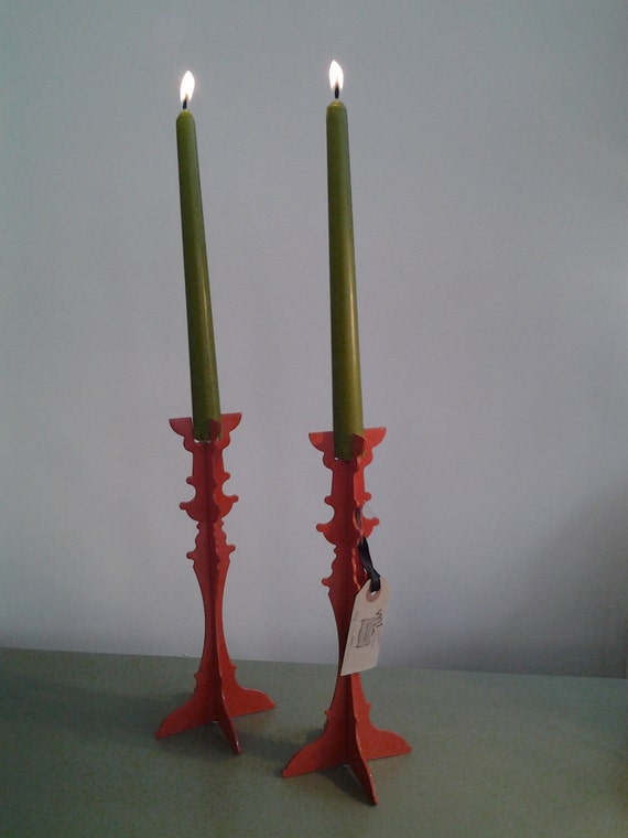 Vintage Habitat Orange Candle Holders Candle by VintiqueInterior
