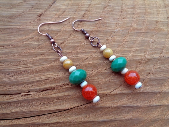 New vintage inspired boho handmade beaded dangle earrings in