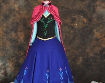 Frozen Snow Queen Anna Cosplay Coronation Dress Costume
