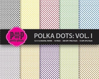 Polka Dot Paper I | Polka Dot Digital Paper | Polka Dots Premade Paper
