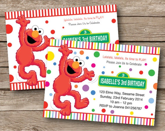 Elmo Birthday Party Invitations Personalized 3