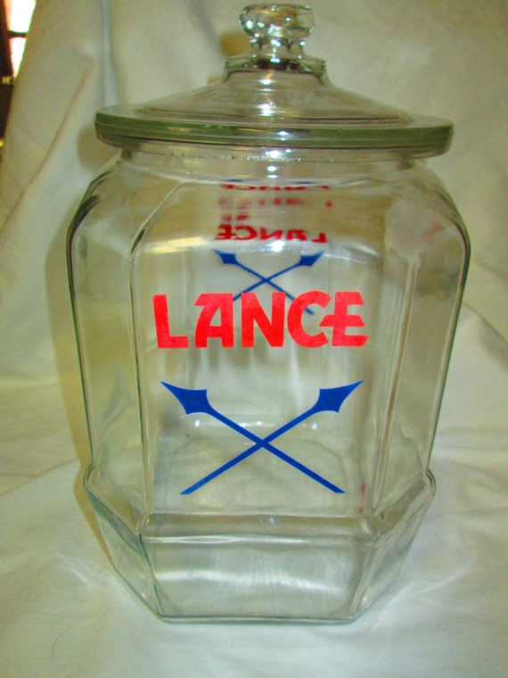 Large Vintage Lance Counter Store Jar with by CarolsTrueVintage