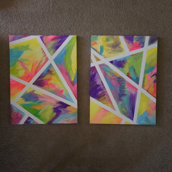 2 Side by Side Abstract Paintings by ThingsBySteph on Etsy