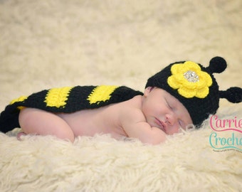 Crochet Newborn Bumble Bee Set