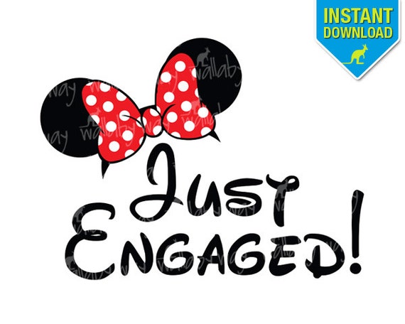 Download Disney Wedding Just Engaged Minnie Ears Printable Iron On