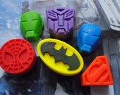 6 x Superhero Parody Soaps - superhero, Iron Man, Transformer, Spiderman, Superman Collection - Parody Soaps