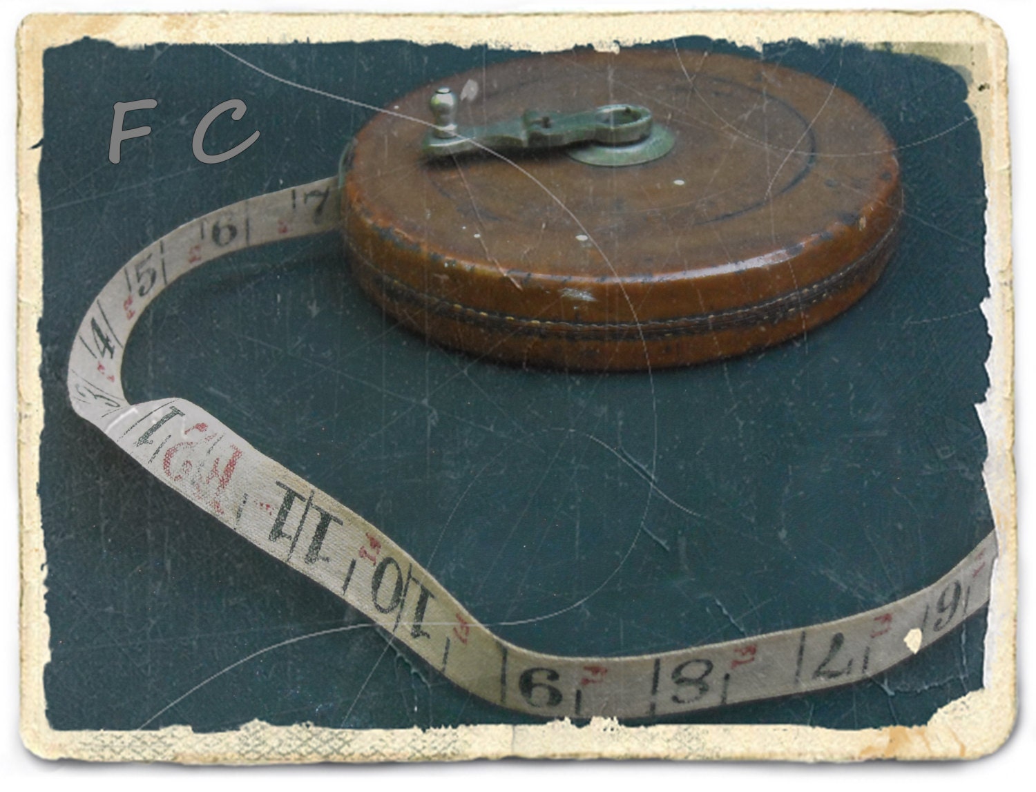 Antique Tape Measure Dartmouth Leather Found Object by foundcurios