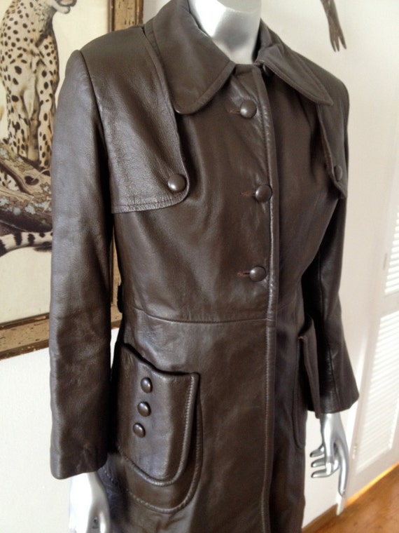 chocolate brown leather trench coat