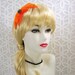 Women's Costume Headpiece Halloween Fascinator Flapper Headband Orange Feather Black Rhinestone Burlesque Hair Accessory