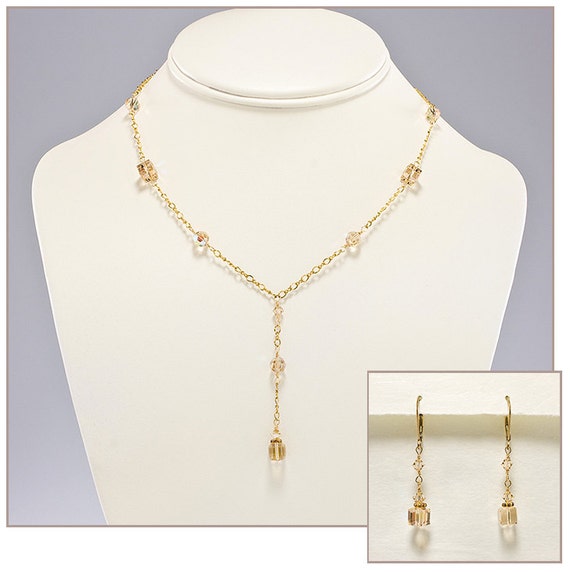 Champagne Bridal Jewelry Set Champagne Bridesmaid Jewelry