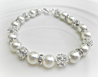 Items similar to Fireball Pearl Wedding Bracelet for the Bride ...