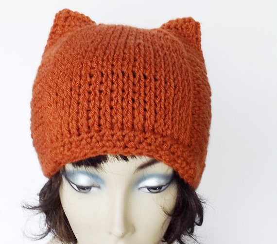 beanie pom etsy pom Hat Cat Beanie Halloween krochetlady Ears Square Crochet by