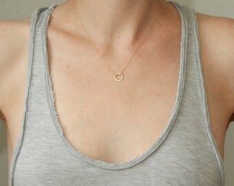 Gold karma necklace - dainty gold necklace - delicate gold necklace - simple gold jewelry - minimalist necklace - gold circle necklace
