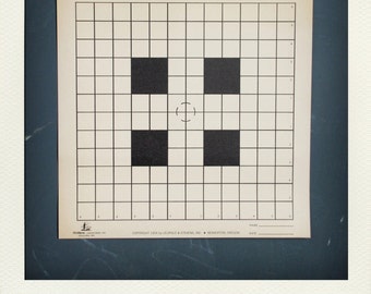 Vintage Graphic Paper Shooting Target Print - Black Grid Squares Bullseye