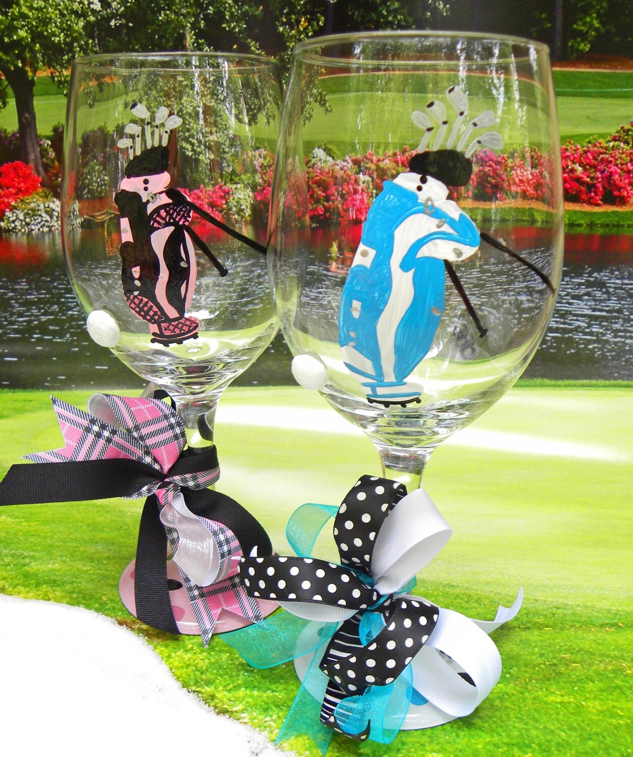 Golf Bag Ball Golfer Ladies Woman Gift Wine by