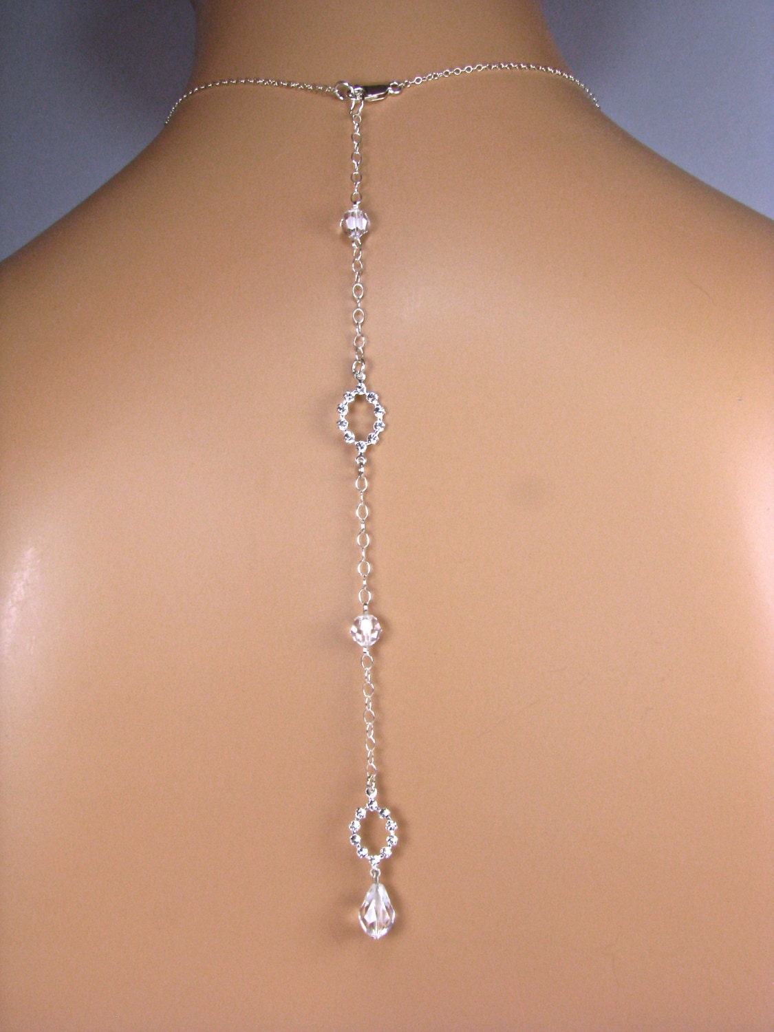 Back Necklace ATTACHMENT Teardrop Swarovski Crystal Oval
