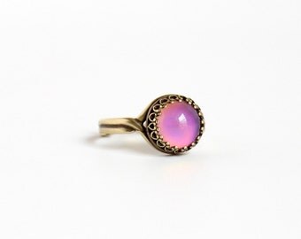 Small Brass Mood Ring/ Real Color Changing Mood Jewelry/ Hippie Style Mood Ring