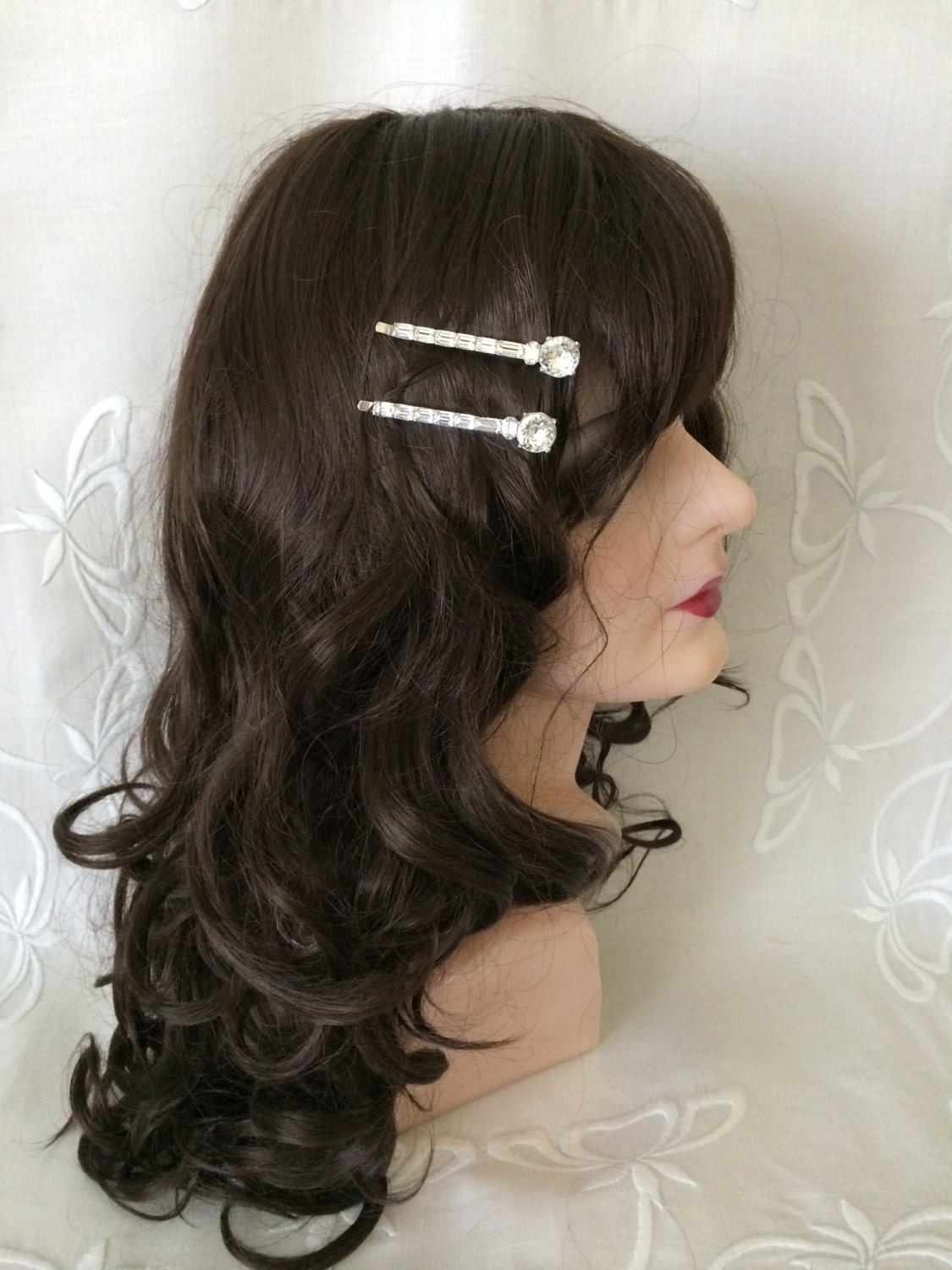 Vintage 1940’s TRIFARI Sparkly Rhinestone Hair Pins…Bridal…Wedding