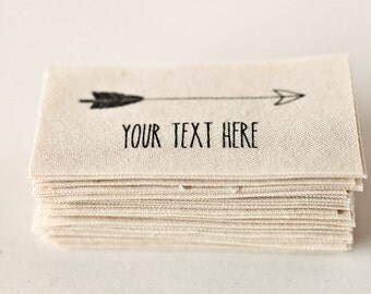 Arrow Printed Fabric Labels, organic cotton sewing tags (washable labels)