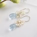 Pale Blue Bridal Earrings, Wedding Jewelry, Something Blue, Gemstone and Pearls, Cluster Drop