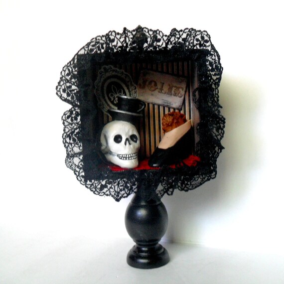 Gothic Shadow Box Skull Art French Gothic by NacreousAlchemy