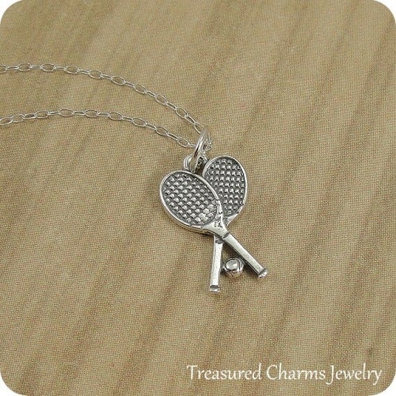 Tennis Rackets Necklace Sterling Silver Tennis Racket Charm