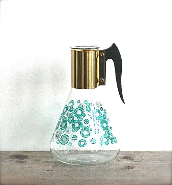 Mid Century Fred Press Corning Ware Carafe Pitcher Aqua