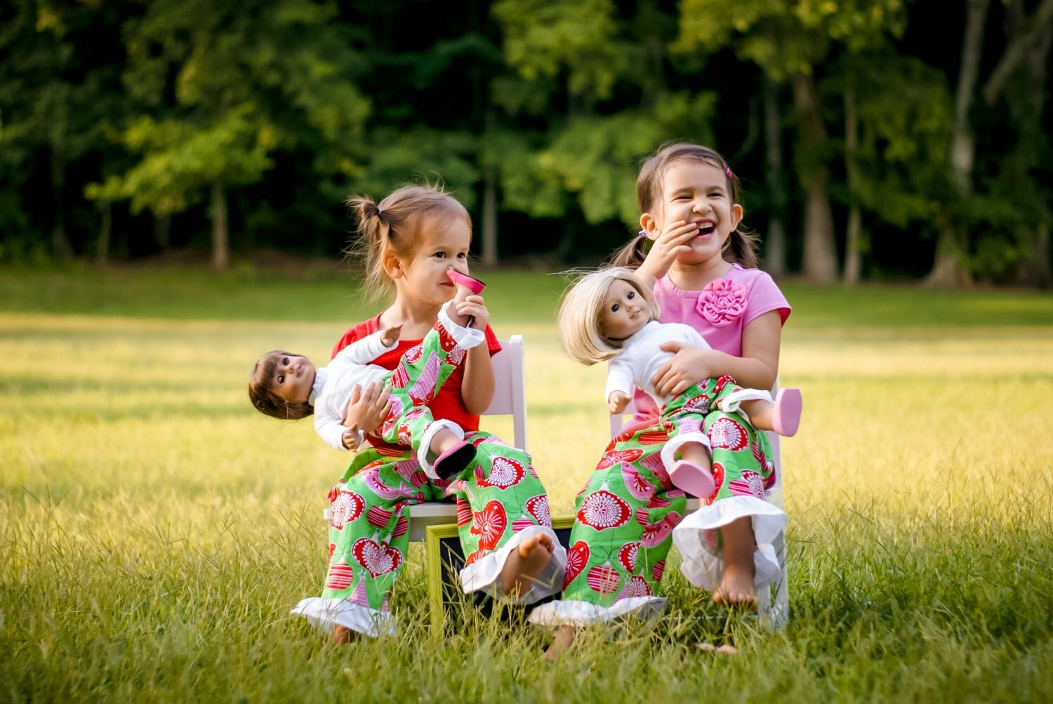 Christmas pajamas. Matching Girl and Doll Clothes. Sibling