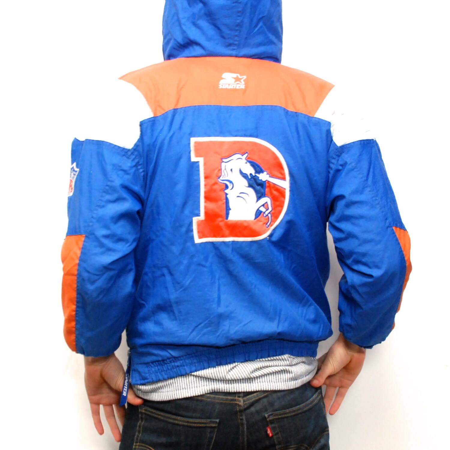 DENVER BRONCOS STARTER nylon 90s hooded jacket