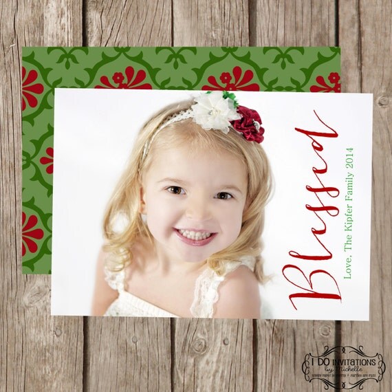 Blessed Holiday Photo Card - Digital File Il_570xn