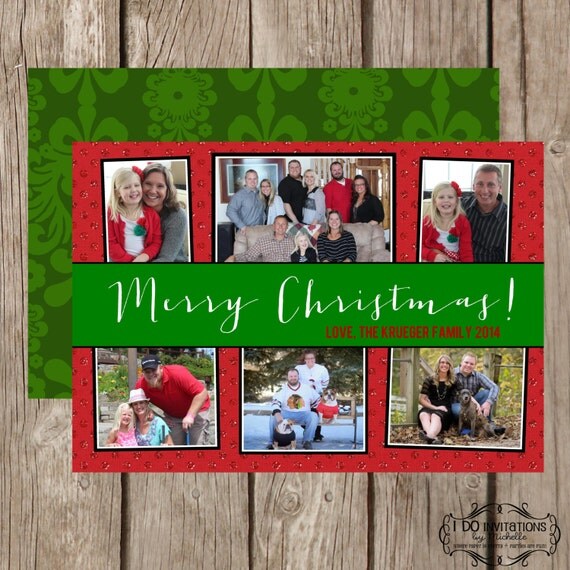 Merry Christmas Card, Holiday Photo Card Collage - Digital File Il_570xn
