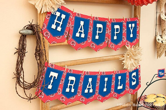 HAPPY TRAILS Banner : DIY Printable Farewell Goodbye