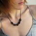 Rustic Modern Necklace, lava stone necklace, lava rock cube jewelry with pyrite