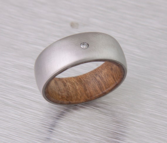 ... Wood Wedding Band with titanium ring Diamond ring for men or woman
