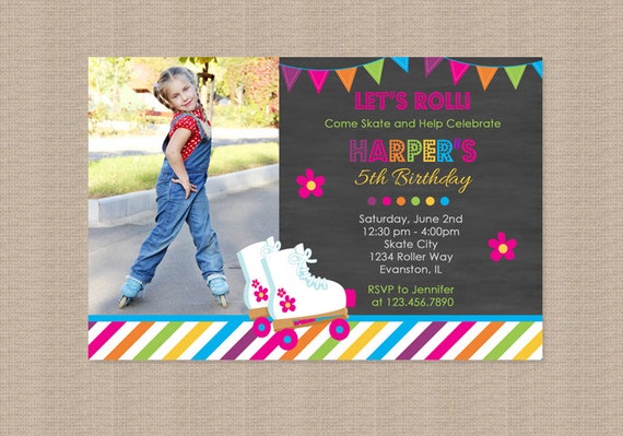 Roller Skating Birthday Party Invitation Il_570xn