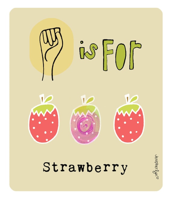 Items similar to S is for Strawberry, American Sign Language, Alphabet