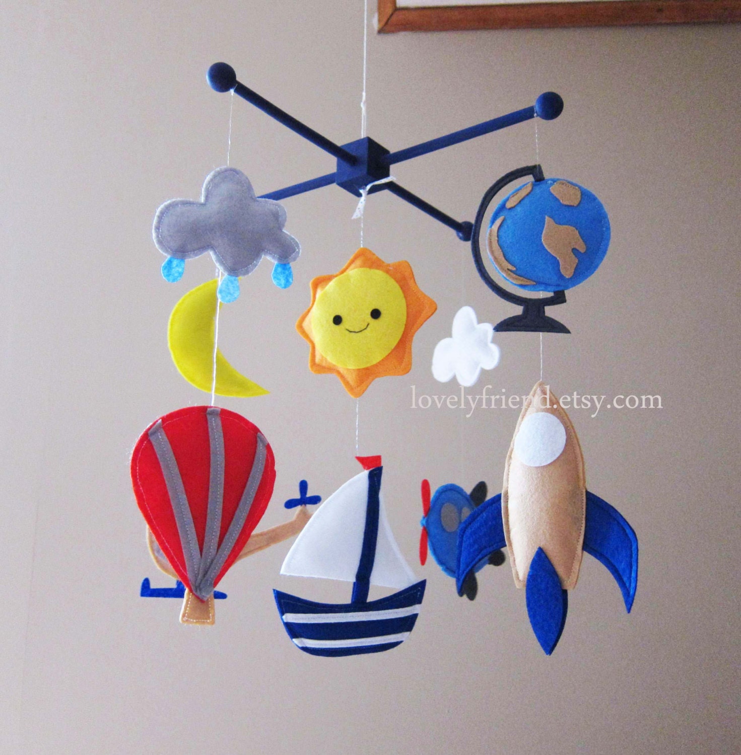 Hot air balloon mobile travel theme baby mobile by lovelyfriend