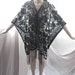 SALE Black Kaftan Fringe Boho Chic Summer 2015 Embroidery Damask Floral Indian Poncho Gothic Grecian Shawl LOTR Coverup Elven Bohemian Tunic