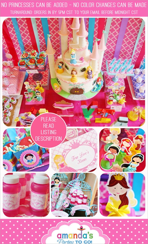 Princess Party Printable - Princess Birthday -Cinderella - Belle - Ariel - Tiana - Rapunzel -Huge Party Set by Amanda's Parties TO GO Il_570xn