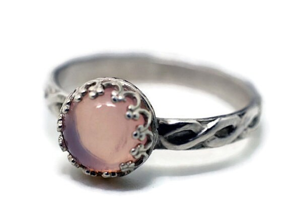 Celtic Gemstone Ring Rose Quartz Ring Engagement by fifthheaven