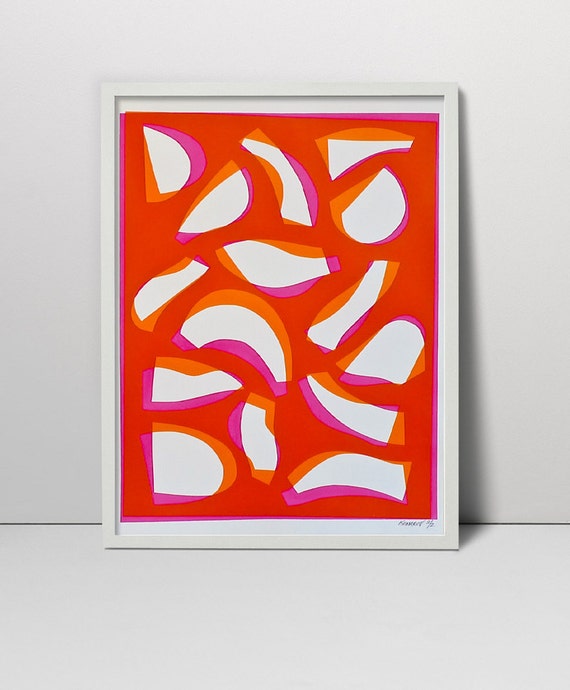 Original Abstract Hand Made Serigraph Modern Screen Print